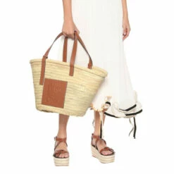 Loewe Large Leather-trimmed Basket Tote