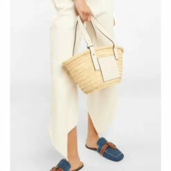 Loewe Small Leather-trimmed Basket Tote