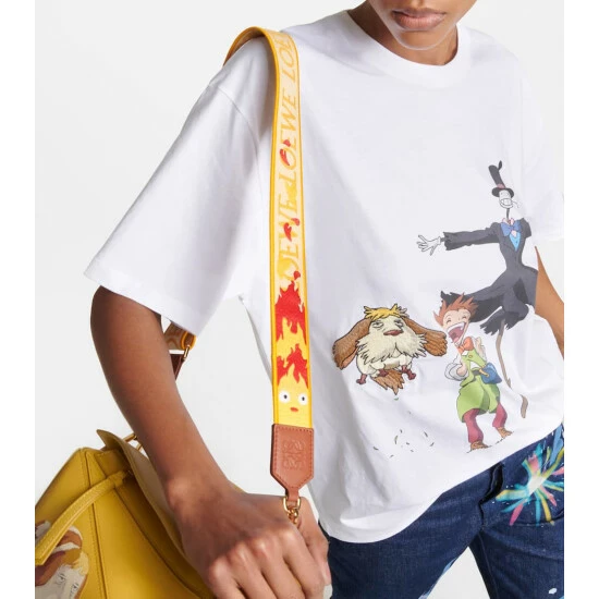 Loewe X Howl's Moving Castle Calcifer Jacquard And Leather Bag Strap 1 Loewe X Howl's Moving Castle Calcifer Jacquard And Leather Bag Strap