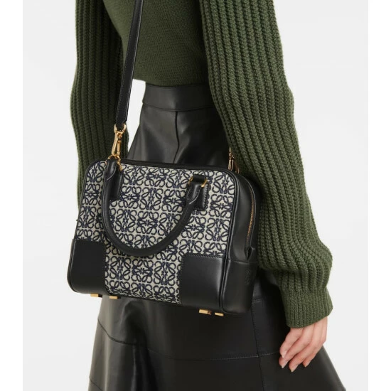 Loewe Amazona 19 Square Jacquard And Leather Tote 1 Loewe Amazona 19 Square Jacquard And Leather Tote