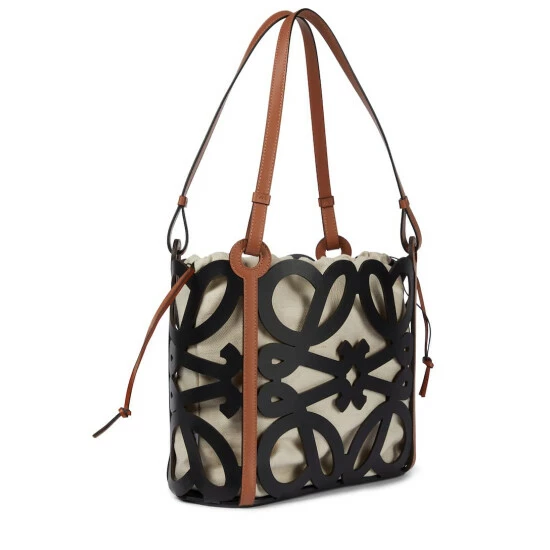 Loewe Anagram Small Leather And Canvas Cutout Tote 3 Loewe Anagram Small Leather And Canvas Cutout Tote - Image 3