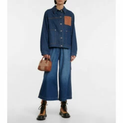 Loewe Anagram Leather-trimmed Denim Jacket