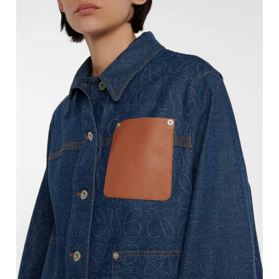 Loewe Anagram Leather-trimmed Denim Jacket 3 Loewe Anagram Leather-trimmed Denim Jacket - Image 3