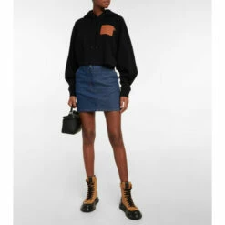 Loewe Anagram Cropped Cotton Hoodie