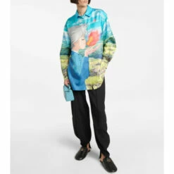 Loewe X Howl's Moving Castle Printed Oversized Silk Shirt