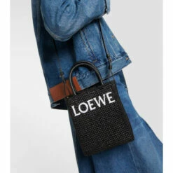 Loewe Leather-trimmed Raffia Tote Bag