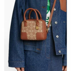 Loewe Amazona 19 Square Jacquard And Leather Tote