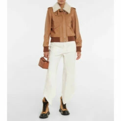 Loewe Shearling-collar Leather Bomber Jacket