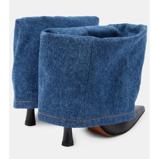 Loewe Denim And Leather Ankle Boots 2 Loewe Denim And Leather Ankle Boots - Image 2