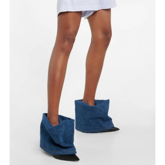 Loewe Denim And Leather Ankle Boots 3 Loewe Denim And Leather Ankle Boots - Image 3