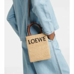Loewe Leather-trimmed Raffia Tote Bag