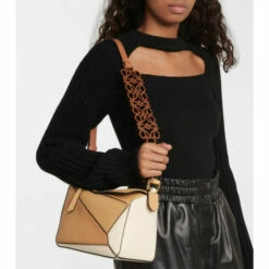 Loewe Anagram Cutout Leather Bag Strap