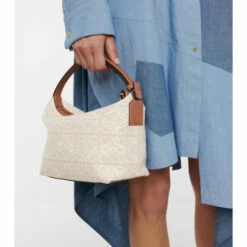 Loewe Cubi Small Anagram Leather-trimmed Tote