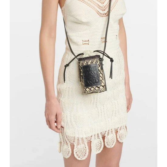 Loewe Cylinder Leather-trimmed Raffia Crossbody Bag 1 Loewe Cylinder Leather-trimmed Raffia Crossbody Bag