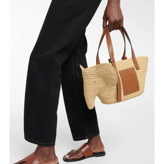 Loewe Elephant Small Raffia And Leather Tote 1 Loewe Elephant Small Raffia And Leather Tote