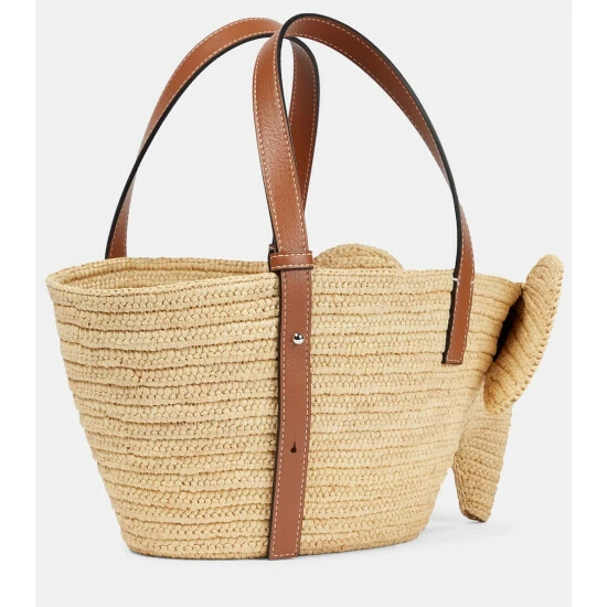 Loewe Elephant Small Raffia And Leather Tote 3 Loewe Elephant Small Raffia And Leather Tote - Image 3