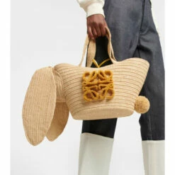 Loewe Bunny Basket Small Raffia Tote Bag