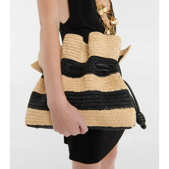 Loewe Paula's Ibiza Flamenco Small Striped Raffia Clutch 1 Loewe Paula's Ibiza Flamenco Small Striped Raffia Clutch