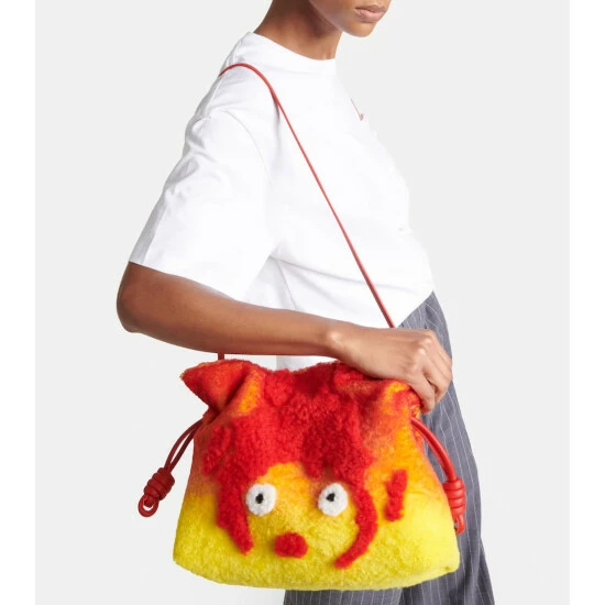 Loewe X Howl's Moving Castle Calcifer Flamenco Small Shearling Clutch 5 Loewe X Howl's Moving Castle Calcifer Flamenco Small Shearling Clutch - Image 5