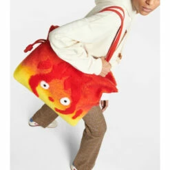 Loewe Shop 7 Loewe X Howl's Moving Castle Calcifer Flamenco Large Shearling Shoulder Bag