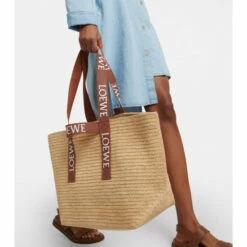 Loewe Fold Raffia Tote Bag