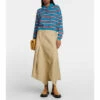 Loewe Asymmetrical Cotton And Linen Midi Skirt