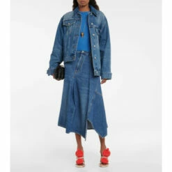 Loewe Asymmetric Denim Midi Skirt