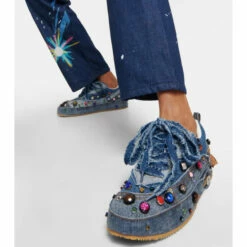 Loewe Distressed Embellished Denim Sneakers -Loewe Shop unnamed file 88