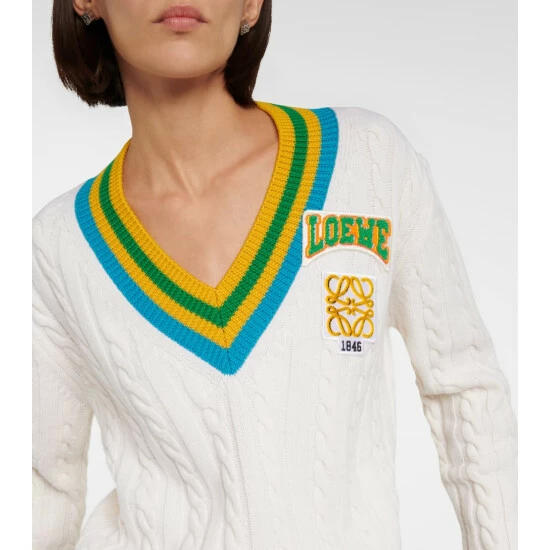 Loewe Embroidered Cable-knit Wool Sweater 3 Loewe Embroidered Cable-knit Wool Sweater - Image 3